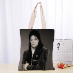 KPOP Michael Jacks Tote Bag Women Canvas Fabric Bags Eco Reusable Shopping Bags Traveling Beach Casual Useful Shoulder Bag 03-18