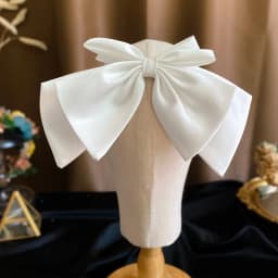 Bridal White Satin Bow Barrettes Wedding Side Clip Headdress Elegant Hair Accessories for Women