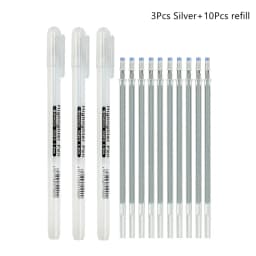 3/13Pc White Gel Pen 0.8mm Fine Point White Pen Refill Rod for Artists Art Drawing Sketching Writing Highlight Marker Fineliner