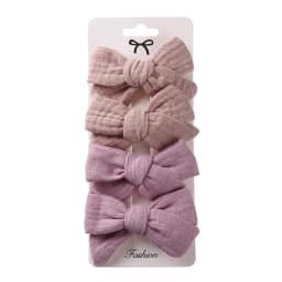 4Pcs/Set Baby Bows Hair Clips Muslin Girls Hairpins Hairclip For Kids Cotton Linen Barrette Flower Print Side Pin Accessories