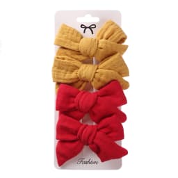 4Pcs/Set Baby Bows Hair Clips Muslin Girls Hairpins Hairclip For Kids Cotton Linen Barrette Flower Print Side Pin Accessories