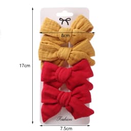 4Pcs/Set Baby Bows Hair Clips Muslin Girls Hairpins Hairclip For Kids Cotton Linen Barrette Flower Print Side Pin Accessories