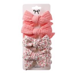4Pcs/Set Baby Bows Hair Clips Muslin Girls Hairpins Hairclip For Kids Cotton Linen Barrette Flower Print Side Pin Accessories