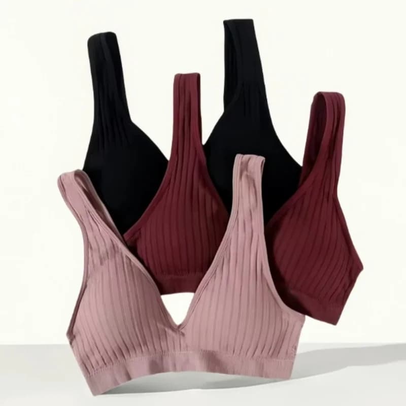 Women Push-Up Bra Deep V Ribbed Bralette Seamless Padded & Unlined Bra Two Versions Underwear Top Female Sexy Lingerie S-XL