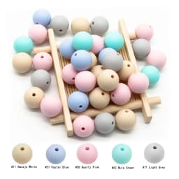Cute-Idea 20pcs Silicone Beads 9mm Round Pearl Food Grade BPA Free DIY Pacifier Clip Chain Jewelry Baby Teething Rodent Beads