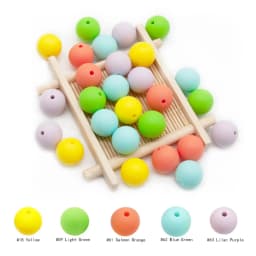 Cute-Idea 20pcs Silicone Beads 9mm Round Pearl Food Grade BPA Free DIY Pacifier Clip Chain Jewelry Baby Teething Rodent Beads