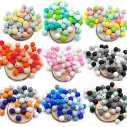 Cute-Idea 20pcs Silicone Beads 9mm Round Pearl Food Grade BPA Free DIY Pacifier Clip Chain Jewelry Baby Teething Rodent Beads
