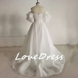 Boho Wedding Dress Off Shoulder Puff Long Sleeve A Line Train Bridal Gown Vintage Forest Elopement Wedding Long Bride Dress 2026