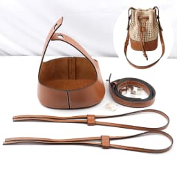Microfiber Leather Knitting Crochet Bag Bottom Base Handbag Shoulder Strap Hollow Drawstring Bag Material for DIY Bucket Bags