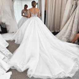 Long Sleeve Illusion Neck Wedding Dress Lace Applique Beaded A Line Bridal Gown Sheer Back Button Cathedral Train Custom Dresses