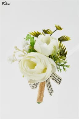 Meldel Wrist Corsage Wedding Men Boutonniere Girl Bracelet Groom Pins Bridesmaid Wrist Corsage Flower Silk Red Rose Boutonniere