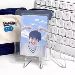Simple White Bench Style Business Card Holder Stand Case Transparent Acrylic Photo Card Desktop Organizer School Office Supplies