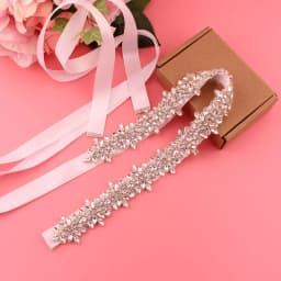 Handmade Silver Crystal Bridal Belt with Ribbons Cookie Patient Belt for Wedding Evening Dresses