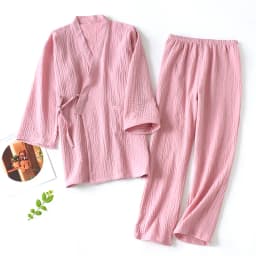 2026 Japanese Kimono Set 100%Cotton Pajamas Two-piece Couple Yukata Loose Men's And Women's Sweat Steaming Suit Home Service Set