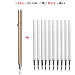 Deli Metal Sign Pen Pens Gold / Silver Gel Pen 0.5mm Refills PREMEC Smooth Refill MiKuni Japan Ink Black School Mi Pen