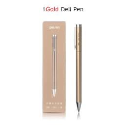 Deli Metal Sign Pen Pens Gold / Silver Gel Pen 0.5mm Refills PREMEC Smooth Refill MiKuni Japan Ink Black School Mi Pen