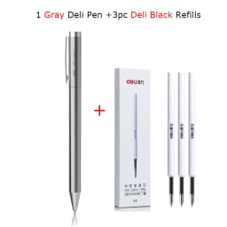 Deli Metal Sign Pen Pens Gold / Silver Gel Pen 0.5mm Refills PREMEC Smooth Refill MiKuni Japan Ink Black School Mi Pen
