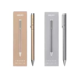 Deli Metal Sign Pen Pens Gold / Silver Gel Pen 0.5mm Refills PREMEC Smooth Refill MiKuni Japan Ink Black School Mi Pen