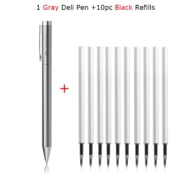 Deli Metal Sign Pen Pens Gold / Silver Gel Pen 0.5mm Refills PREMEC Smooth Refill MiKuni Japan Ink Black School Mi Pen