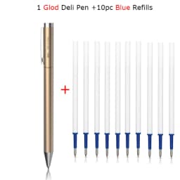 Deli Metal Sign Pen Pens Gold / Silver Gel Pen 0.5mm Refills PREMEC Smooth Refill MiKuni Japan Ink Black School Mi Pen