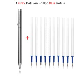 Deli Metal Sign Pen Pens Gold / Silver Gel Pen 0.5mm Refills PREMEC Smooth Refill MiKuni Japan Ink Black School Mi Pen