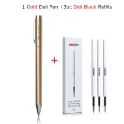 Deli Metal Sign Pen Pens Gold / Silver Gel Pen 0.5mm Refills PREMEC Smooth Refill MiKuni Japan Ink Black School Mi Pen
