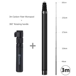 1.2m 3m Carbon Fiber Invisible Selfie Stick Bullet Time Rotating Handle Tripod for GoPro Insta360 X6 X5 X4 DJI Osmo 360 Camera