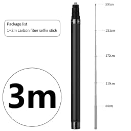 1.2m 3m Carbon Fiber Invisible Selfie Stick Bullet Time Rotating Handle Tripod for GoPro Insta360 X6 X5 X4 DJI Osmo 360 Camera