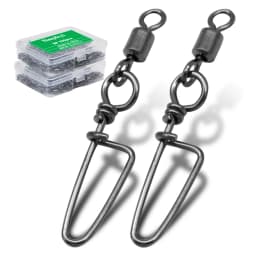 50-100pcs/ 1box Fishing Connector Swivels Interlock Pin Rolling Swivel With Hooked Snap For Fishhook Lure Fishing Accessories