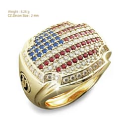 Luxury Women & Men America National Flag Blue and Red Zircon Wedding Band Rings for Bridal Ring Set Size 6-12