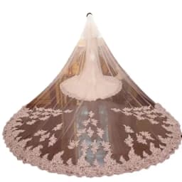 White/Ivory Two Layers Wedding Veil 5m Comb Bling Sequins Lace Mantilla Cathedral Bridal Veils Wedding Accessories Veu De Noiva