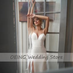 Wedding Dress Short Tea Length Spaghetti Straps Sleeveless Midi Wedding Gwon with Detachable Lace Jacket Simple Bridal Dresses
