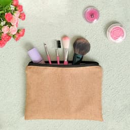 Floral Letter Print Women Linen Zipper Pouch Travel Organizer Case Mujer Bolsas Cosmetic Bag Makeup Bag Bridesmaid Makeup Bags