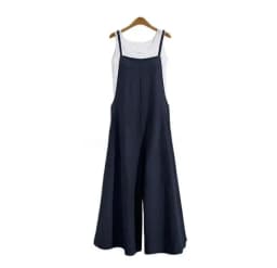 Women Straps Jumpsuit Summer Solid Color Wide Leg Pants Dungaree Bib Overalls Casual Loose Sleeveless Cotton Linen Jumpsuits 5Xl