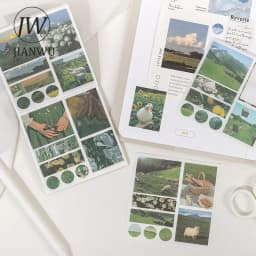 JIANWU 40Sheets INS Aesthetic Landscape Sticker Book DIY Journal Decoration Art Scrapbooking Material Kawaii Stationery Stickers