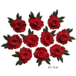 3Pcs Red Embroidery Flower Clothes Patches Fabric Wedding Christmas Bags Curtain Festival Decoration DIY Sewing Repair