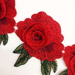 3Pcs Red Embroidery Flower Clothes Patches Fabric Wedding Christmas Bags Curtain Festival Decoration DIY Sewing Repair
