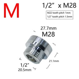 Brass Silver Water Faucet Coupler 1/2 To M16 M18 M20 M22 M24 M28 Thread Connector Fittings For Bubbler Kitchen And Bathroom