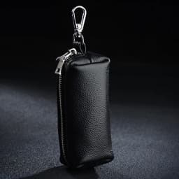 Genuine Leather Key Holder - Unisex Car/House Key Organizer Pouch with Long Keychain, Cow Split Leather Wallet Case
