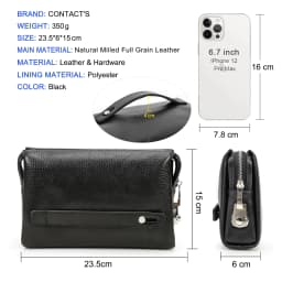 CONTACT'S Genuine Leather Clutch Bag for Men Password Design Casual Hand Wallet Bags Male Long Purse Large Capacity Engrvaing