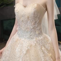 Strapless Wedding Gown With Train Shiny Wedding Party Ball Gown Luxury Lace Robe De Mariee Customized Plus Size