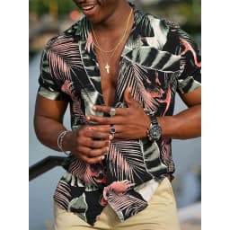 Summer Hawaiian Floral Beach Casual Plus Size Shirt 3D Coconut Pattern T-shirt Retro Tree Short Sleeve Vacation Man Slim Korean
