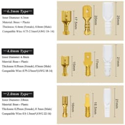 120pcs Box-Packed,Gold/Silver Crimp Terminal,Female 2.8/4.8/6.3mm No Male,Wire Connector,Electrical Terminals