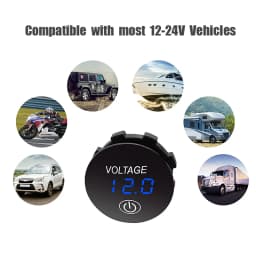 12V LED Digital Voltmeter Waterproof Voltage Gauge Meter Battery Tester with Digital Touch Display Panel for Car Boat Marine