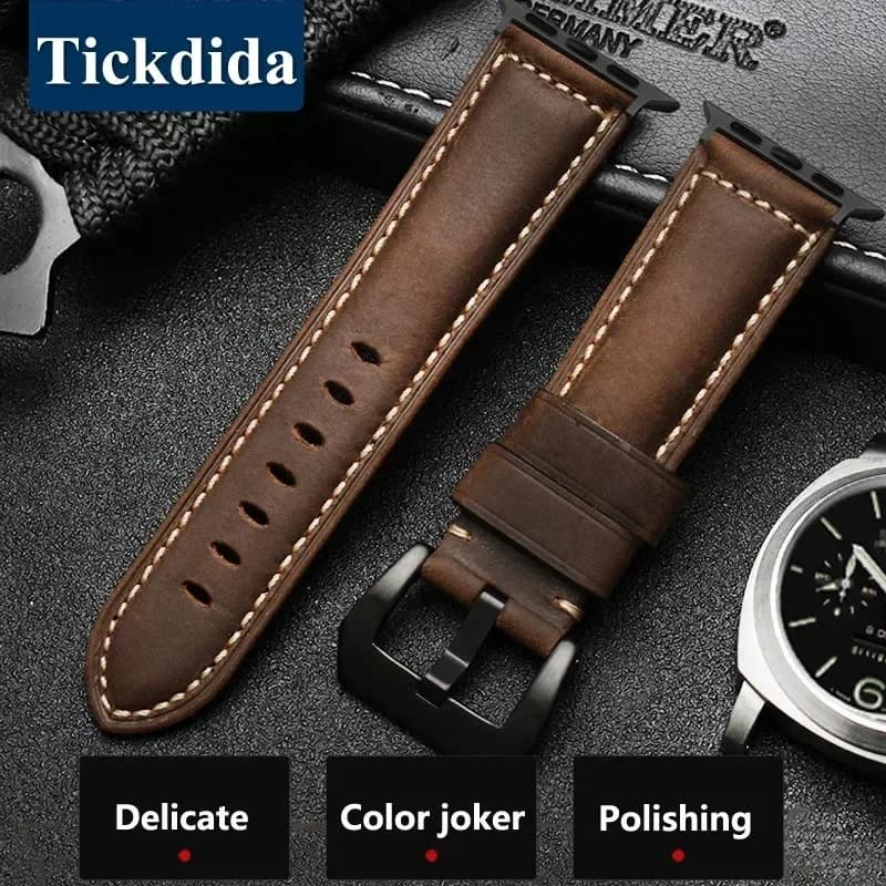 For Apple Watch Band High Quality Leather Strap Men for Series 12 11 10 9 7 8 Ultra 3 2 49mm 44mm 46mm Watch Band 45mm 41mm 42mm