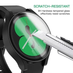 Glass+Case for Samsung Galaxy Watch 4/5/6 44mm 40mm, All-Around Screen Protector Hard PC Bumper Tempered Glass for Galaxy Watch