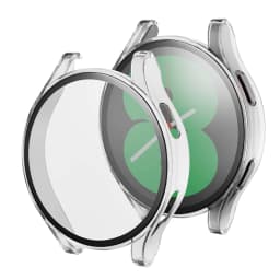 Glass+Case for Samsung Galaxy Watch 4/5/6 44mm 40mm, All-Around Screen Protector Hard PC Bumper Tempered Glass for Galaxy Watch