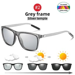 Classic Fishing Sunglasses Men Polarized Metal Square Frame UV400 Photochromic Goggles Women Driving Discoloration Eyewear