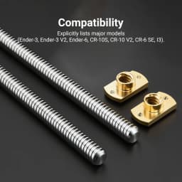 T8*8 Ender 3 Lead Screw Z axis Rod +Brass Nuts Lead 8MM 365/399/400MM for Ender-3 Ender-3 V2 Ender 6 CR-10S CR-10 V2 CR-6 SE I3