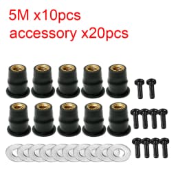 10/30PCS M5 M6 Motorcycle Windscreen Windshield Bolts Screws Metric Rubber Well Nut Fastener For Honda Suzuki Yamaha Kawasaki